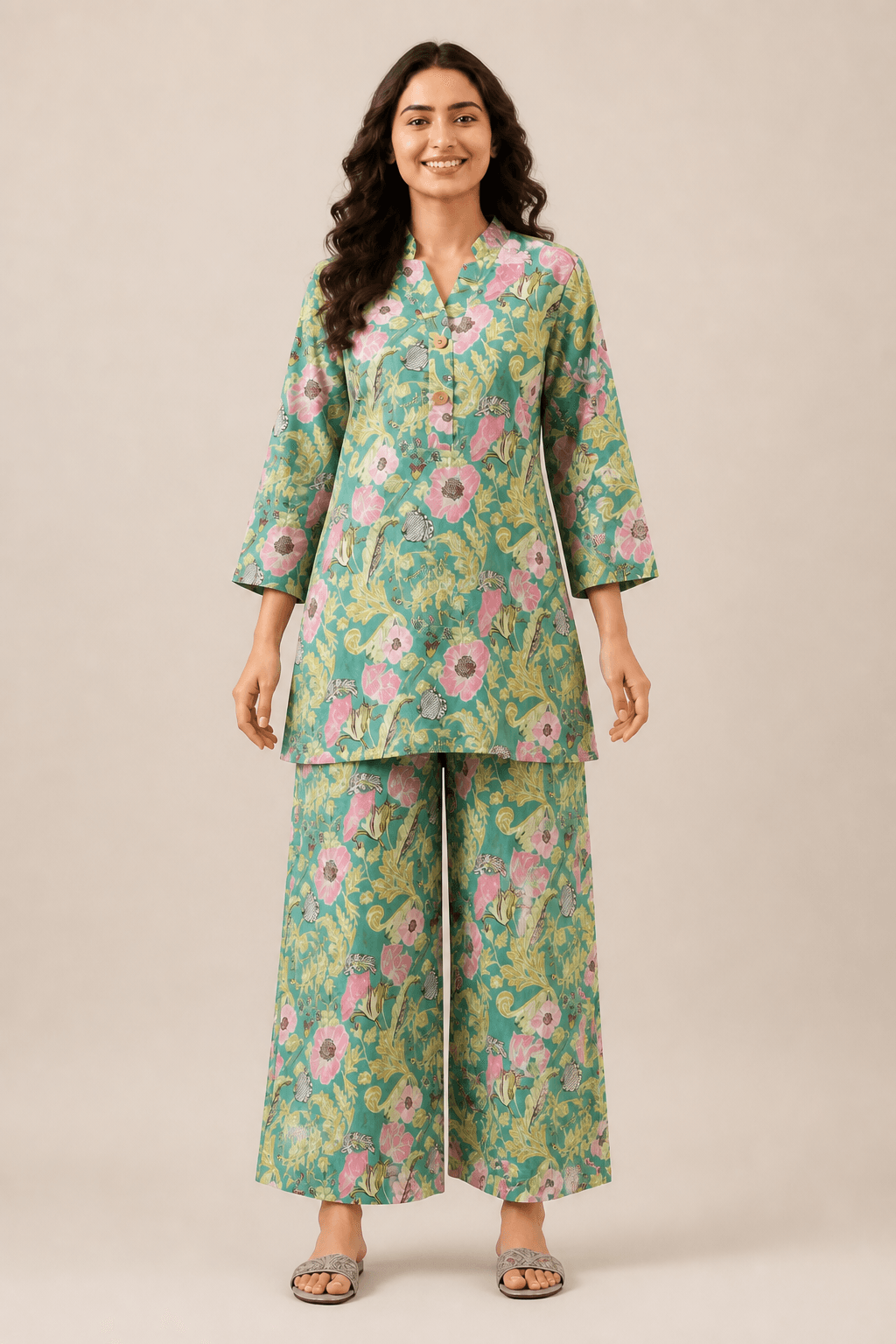 Pista Printed Cotton-Blend Co-ord Set, view 2