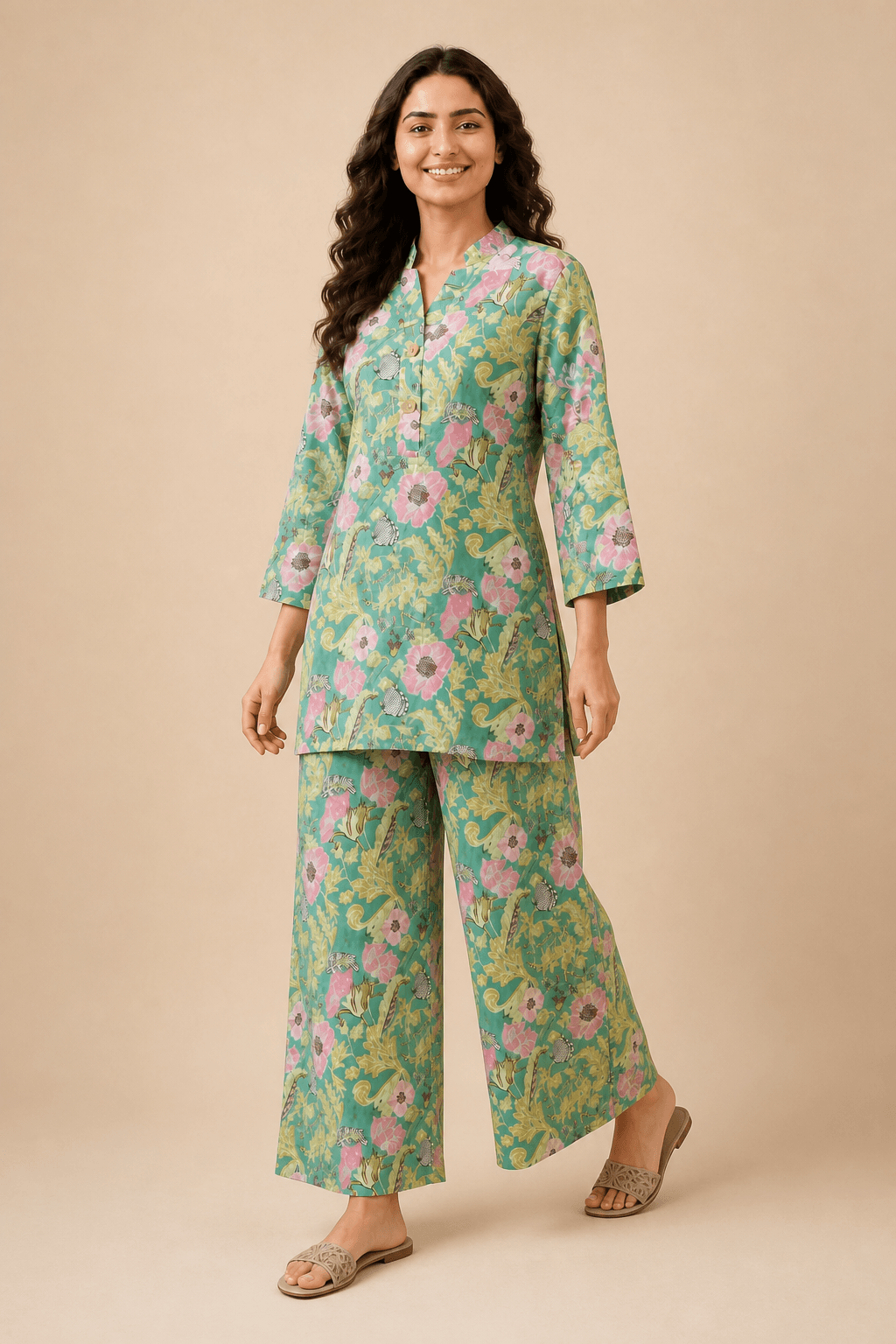 Pista Printed Cotton-Blend Co-ord Set, view 4