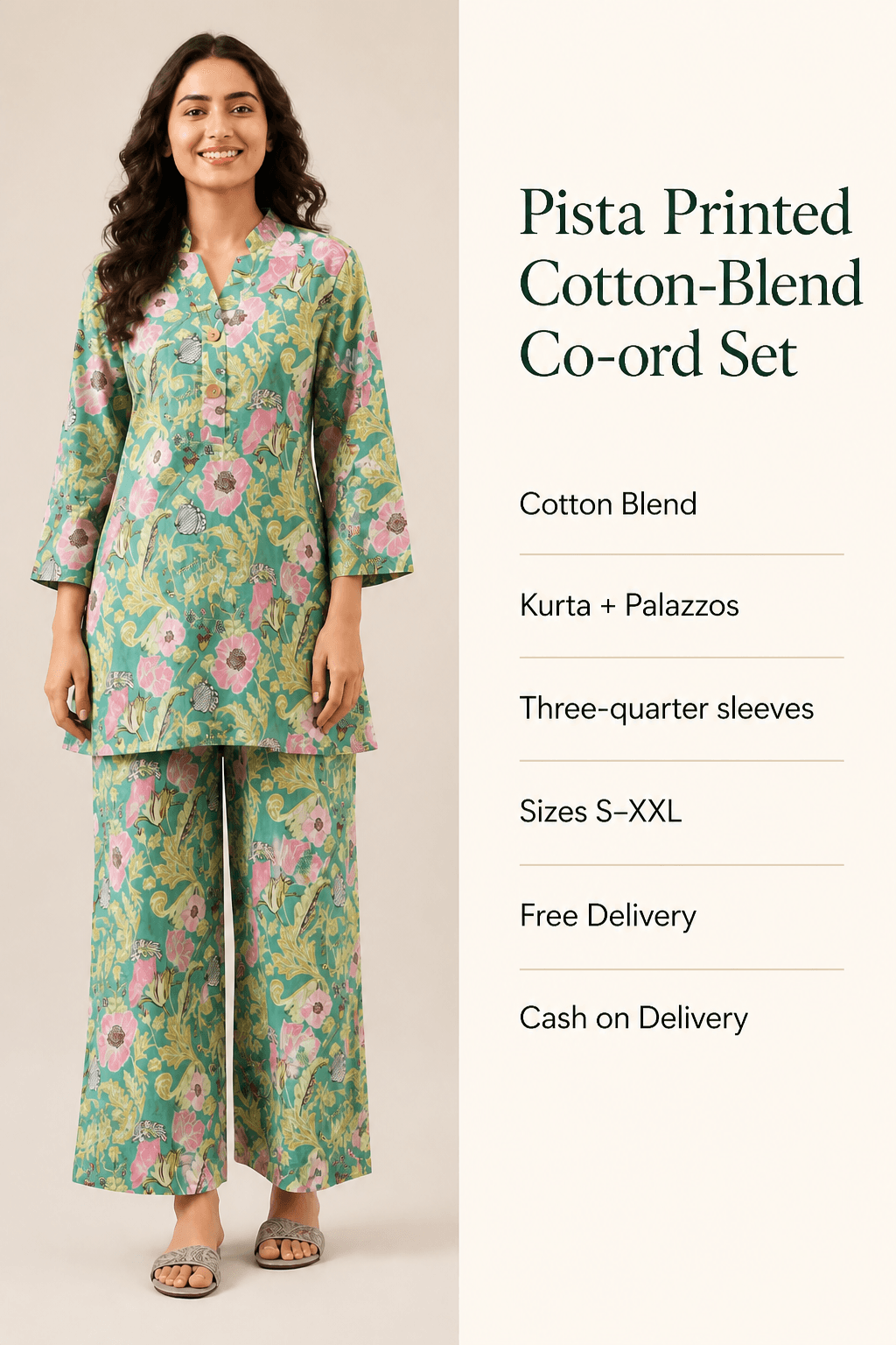 Pista Printed Cotton-Blend Co-ord Set, view 6