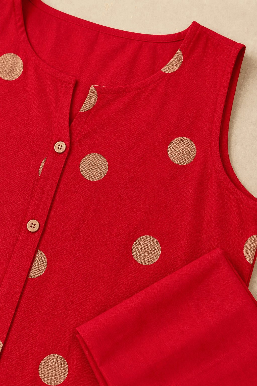 Red Sleeveless Rayon Kurta-Palazzo Set, view 5