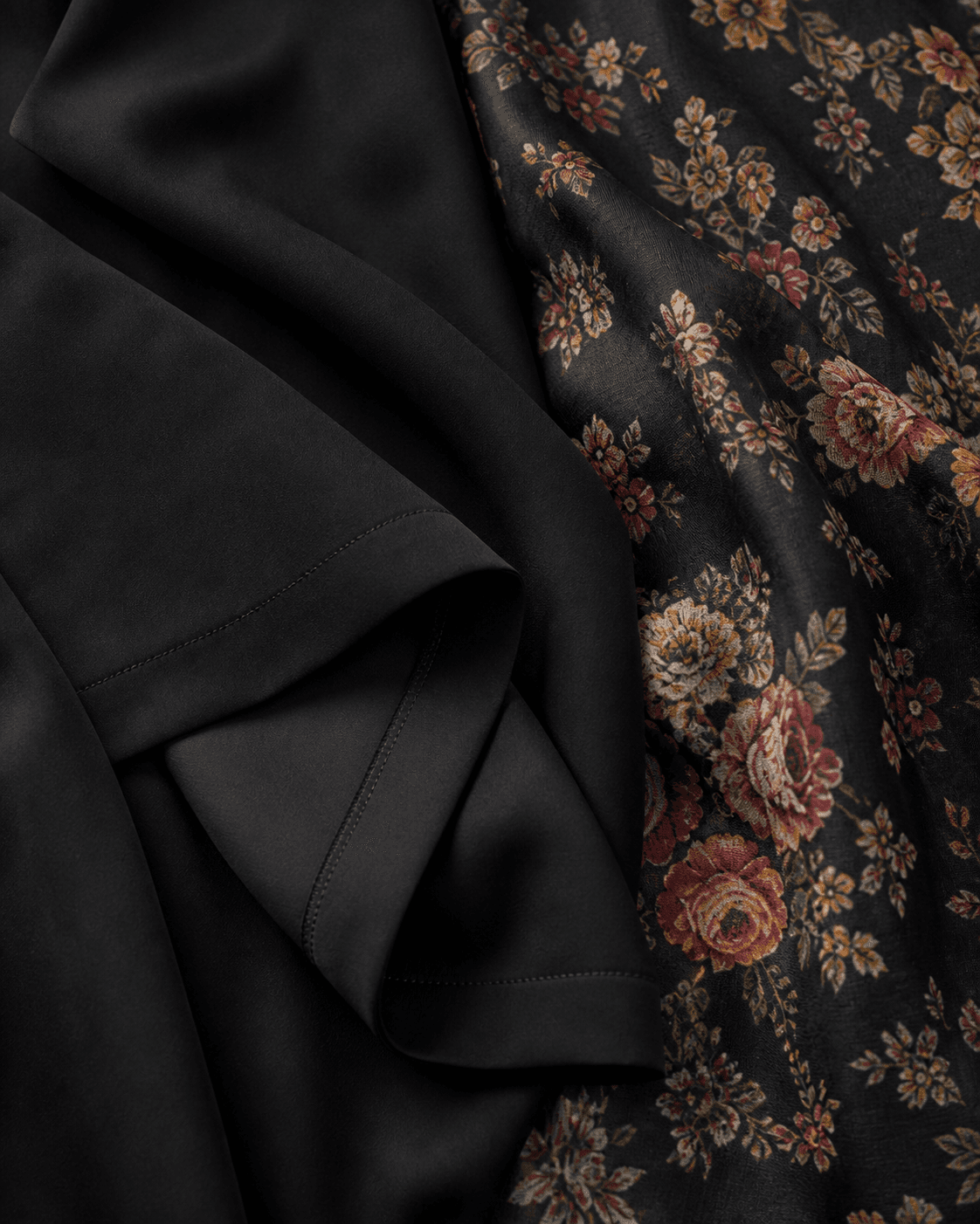 Black Georgette Anarkali with Floral Dupatta, view 5
