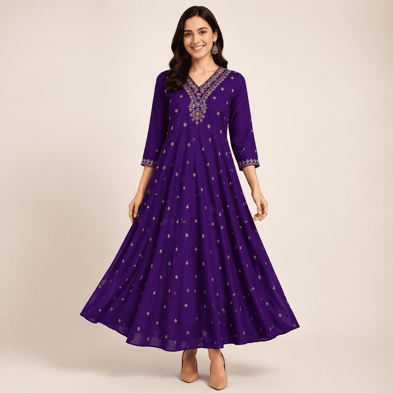 Purple Sequin-Embroidered Anarkali