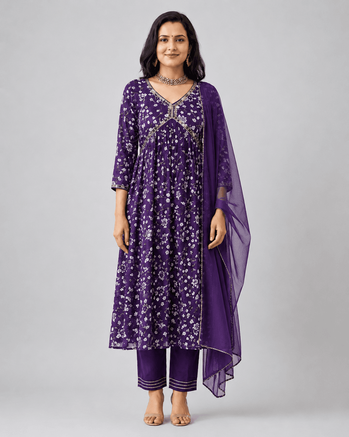 Purple Aliya-Cut Three-Piece Set, view 2