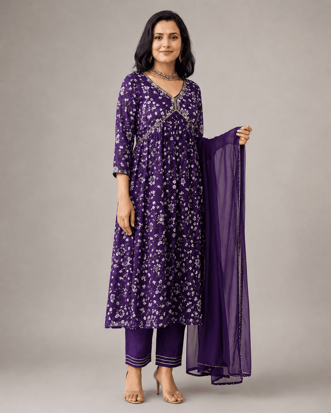 Purple Aliya-Cut Three-Piece Set, view 4