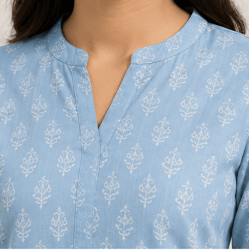 Sky Blue Cotton Kurta & Pant Set, view 5