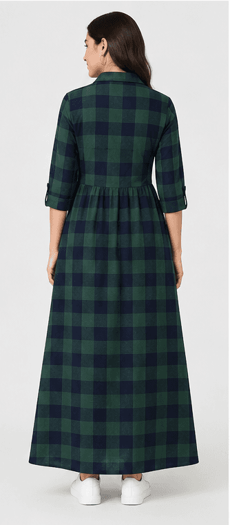 Checked A-Line Maxi Dress, view 4
