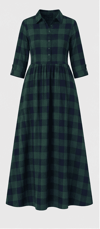 Checked A-Line Maxi Dress, view 6