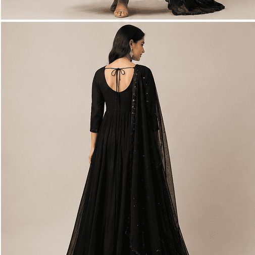 Black Anarkali Gown with Dupatta, view 4