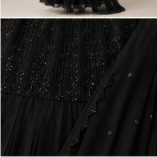 Black Anarkali Gown with Dupatta, view 5