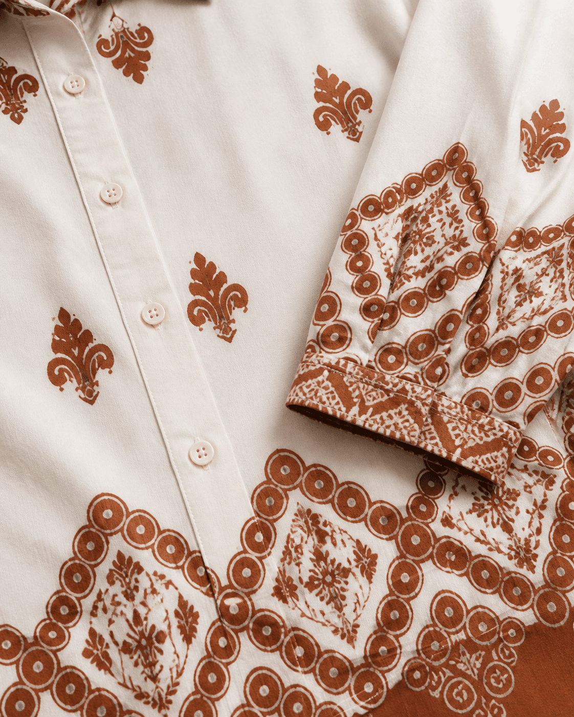 Cream Printed Cotton-Blend Co-ord Set, view 5