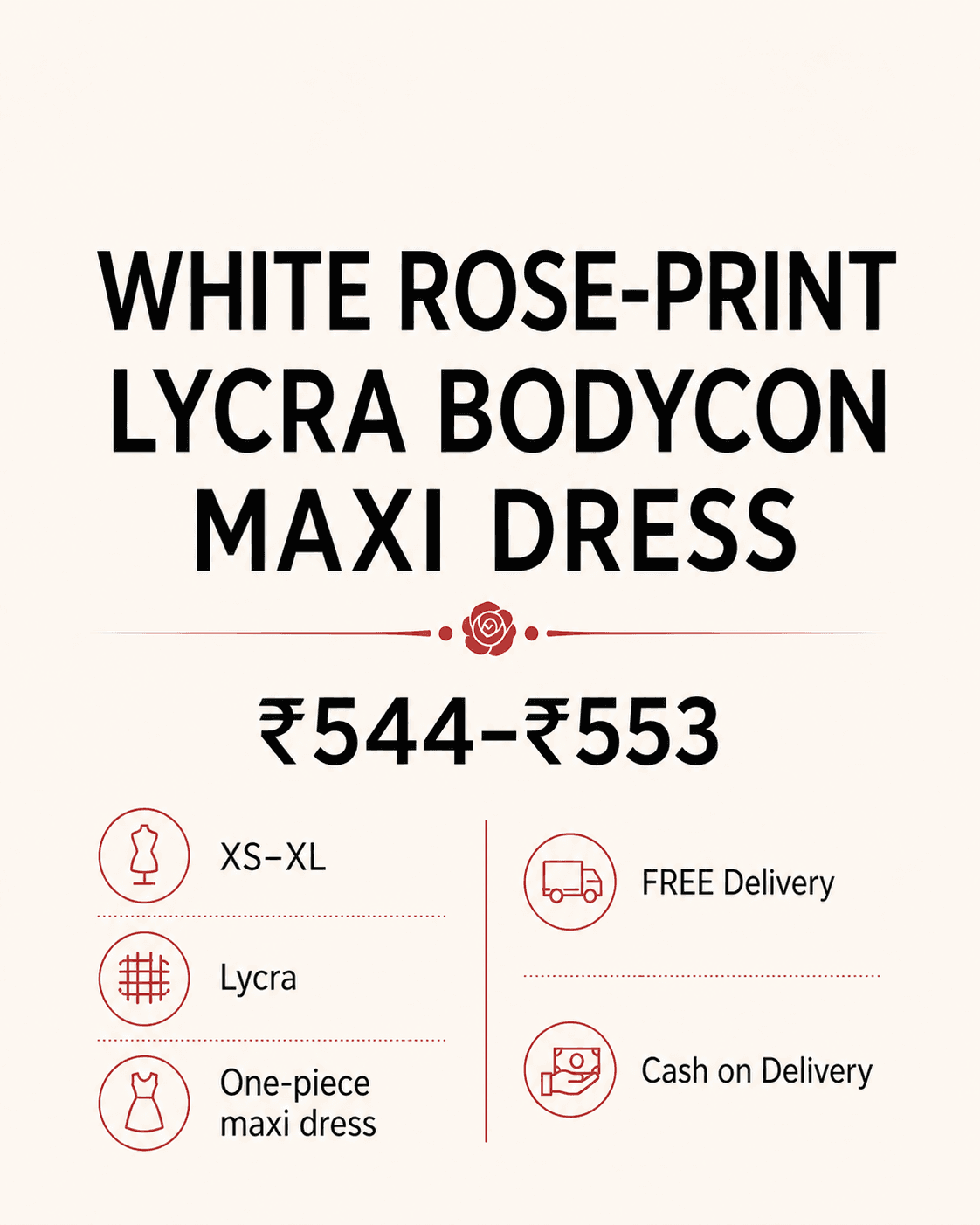 White Rose-Print Lycra Bodycon Maxi Dress, view 6