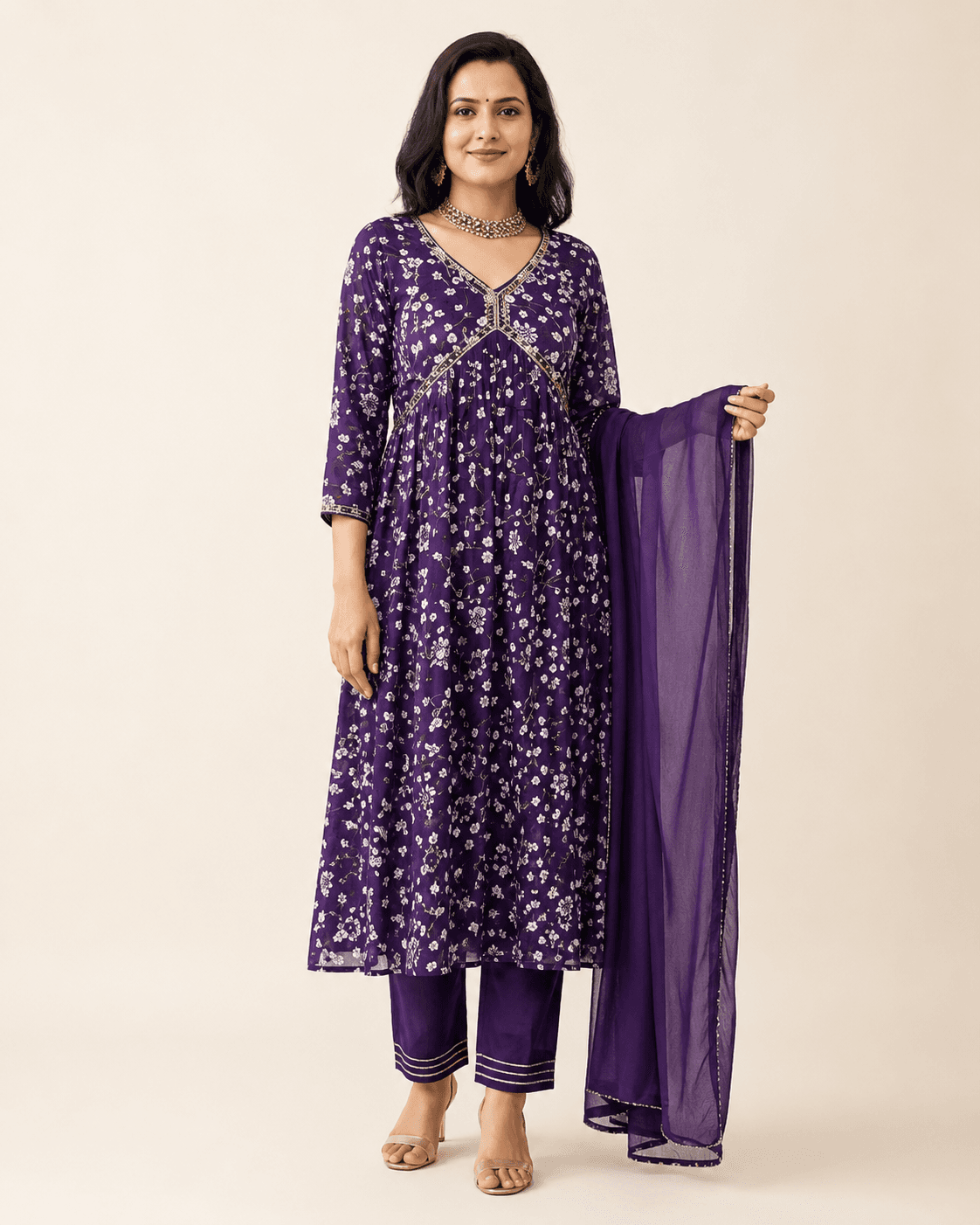 Purple Aliya-Cut Three-Piece Set