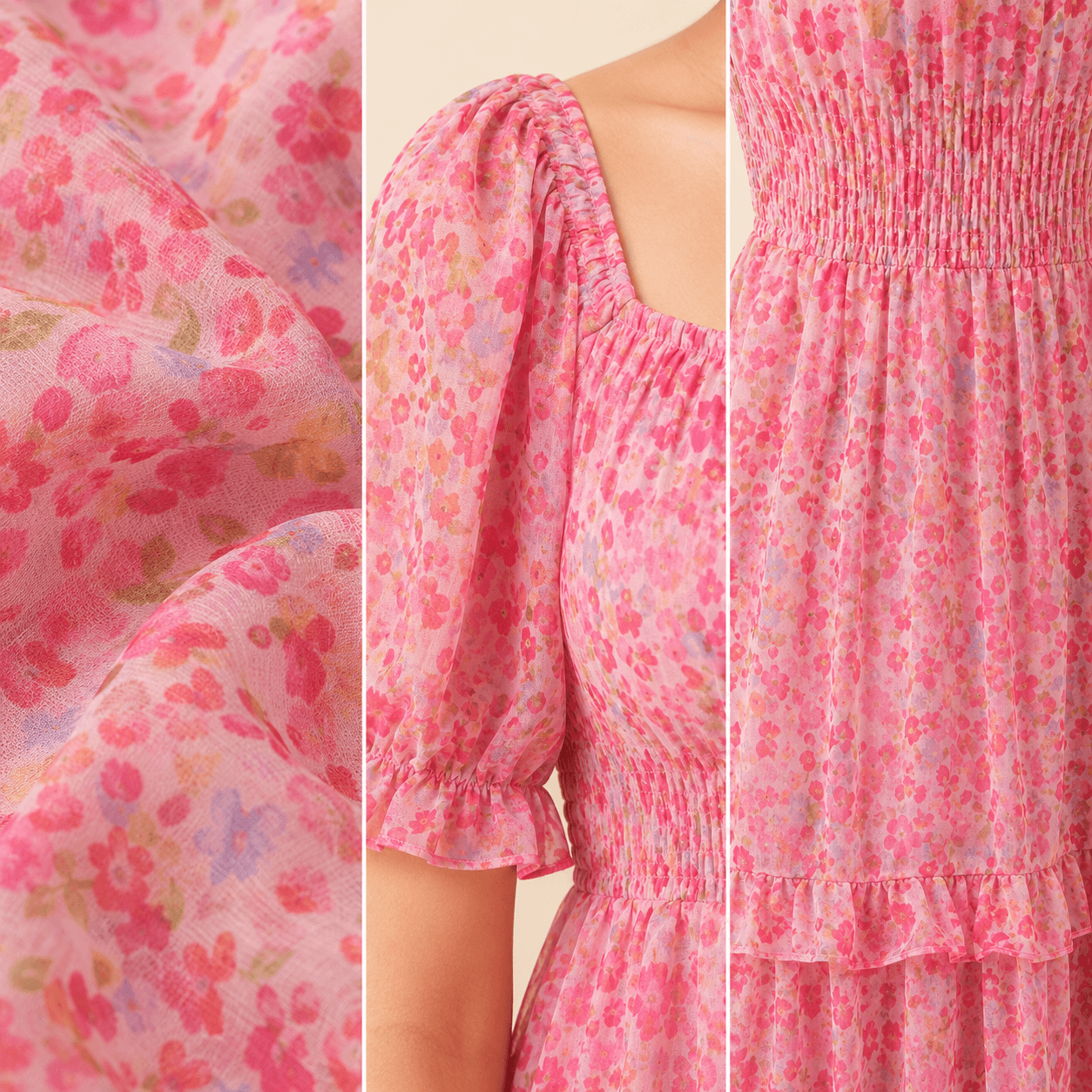 Pink Tiered Georgette Maxi Dress, view 5